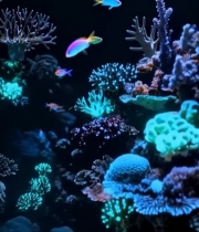  水族馆多彩鱼群与珊瑚景观4952#竖屏 	 