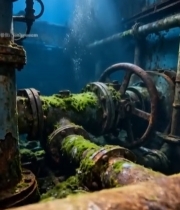  水下锈蚀管道与机械装置5743#竖屏 	 