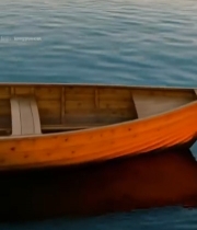  水面小船夕阳景色4312#竖屏 	 