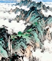  水墨风格高山云海景观340#竖屏 	 