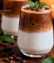  双杯分层咖啡饮品特写5391#竖屏 	 