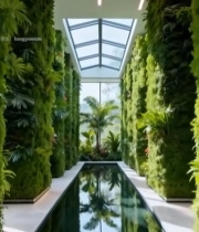  室内绿植墙与水池景观7468#竖屏 	 