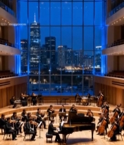  室内乐团演奏钢琴小提琴音乐578#竖屏 	 