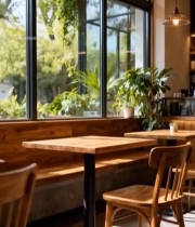  室内咖啡厅桌椅绿植场景2108#竖屏 	 