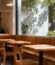  室内木质桌椅咖啡馆场景6142#竖屏 	 