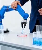  实验室中人与机械臂实验操作2419#竖屏 	 