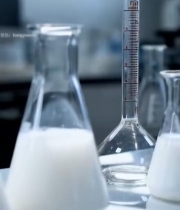  实验室中装有牛奶的玻璃器皿7028#竖屏 	 