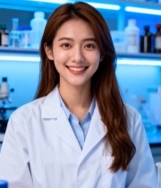  实验室女科研人员微笑特写(1)5443#竖屏 	 