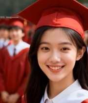  身着学士服的毕业生微笑特写3996#竖屏 	 