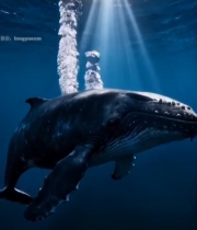  深海中遨游的鲸鱼6626#竖屏 	 