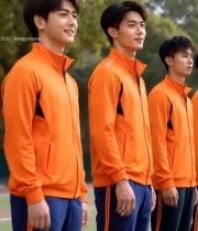  身着橙色运动服的男青年426#竖屏 	 