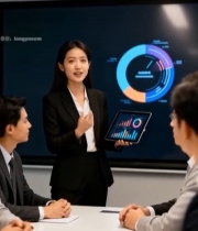  商务人士会议中展示数据2224#竖屏 	 