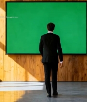  商务人士站立绿幕前素材3974#竖屏 	 