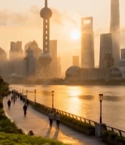  上海陆家嘴日出城市景观2096#竖屏 	 