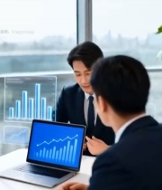  商务人士会议讨论数据分析376#竖屏 	 