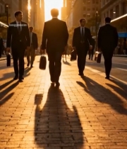  商务人士城市街道行走背影2576#竖屏 	 