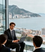  商务人士办公室讨论场景1563#竖屏 	 