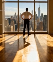  商务人士办公室眺望城市景观3107#竖屏 	 