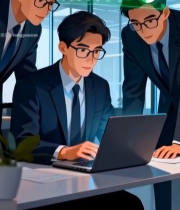  商务人士办公场景电脑操作6497#竖屏 	 