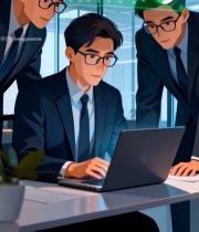  商务人士办公场景电脑操作6497#竖屏 	 