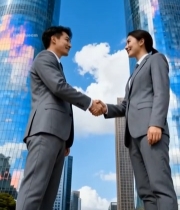  商务人士户外握手合作场景4914#竖屏 	 