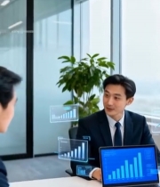  商务人士办公数据分析场景2457#竖屏 	 