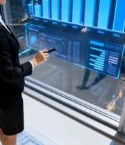  商务女性展示虚拟数据图表4276#竖屏 	 