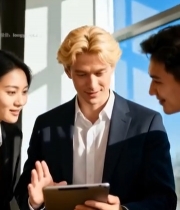  商务人士办公室讨论工作6846#竖屏 	 