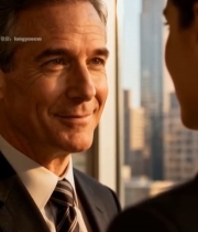  商务男士办公室内交谈7142#竖屏 	 