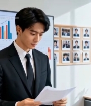  商务男士办公室阅读文件(1)3544#竖屏 	 