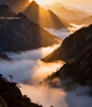  山峦云海日出美景4721#竖屏 	 