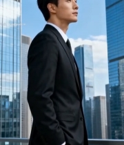  商务男士于高楼前眺望7022#竖屏 	 