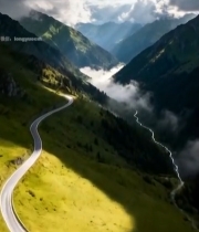  山间蜿蜒公路自然风光(1)3236#竖屏 	 