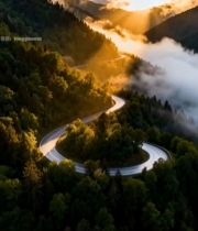  山间蜿蜒公路自然风光(2)6024#竖屏 	 