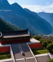  山间古建筑群全景7811#竖屏 	 