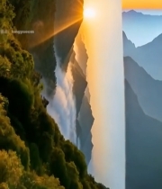  山间日出云海森林景观1250#竖屏 	 