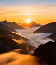  山间日出云海自然景观7505#竖屏 	 