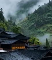  山间古村落风景143#竖屏 	 