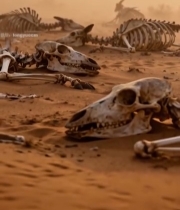  沙漠中动物骨架景象6297#竖屏 	 