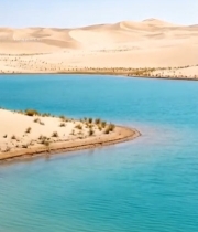  沙漠中的湖泊自然风光3147#竖屏 	 