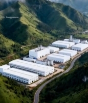  山间工厂全景俯瞰6529#竖屏 	 