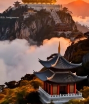  山顶金色大佛日落全景2044#竖屏 	 