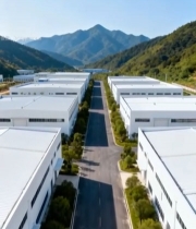  山边厂房航拍全景5028#竖屏 	 