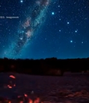  沙滩篝火星空夜景素材1812#竖屏 	 