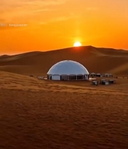  沙漠夕阳下的白色圆顶建筑3684#竖屏 	 