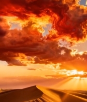  沙漠上空绚烂晚霞景象4113#竖屏 	 