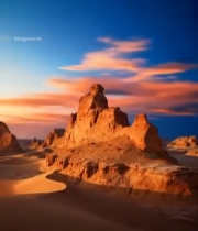  沙漠夕阳下的奇特岩石景观574#竖屏 	 