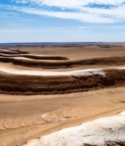  沙漠雅丹地貌空中俯瞰1049#竖屏 	 