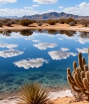  沙漠湖泊自然风光5061#竖屏 	 