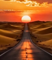  沙漠公路日落美景3672#竖屏 	 